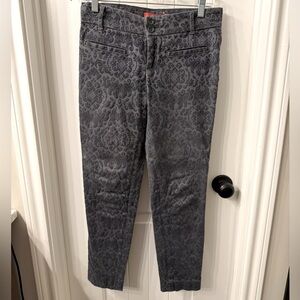 Cartonnier, Grey Ankle Pants with Velvet Design, Size 2